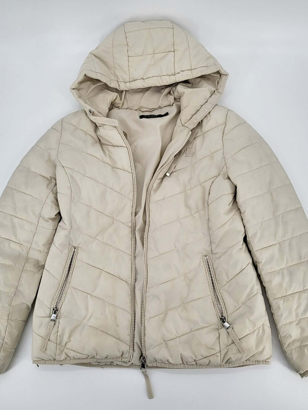 Ralph Lauren Cream Hooded Quilted Puffer Jacket - Women
